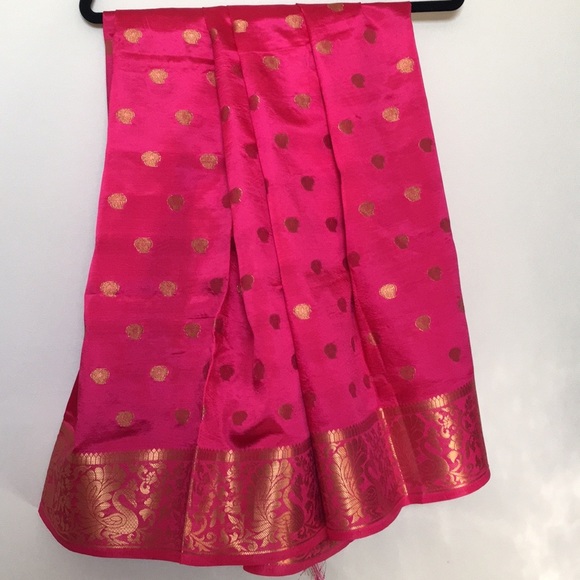 NWOT Indian Dupatta scarf  banarasi tassels full - Picture 3 of 16